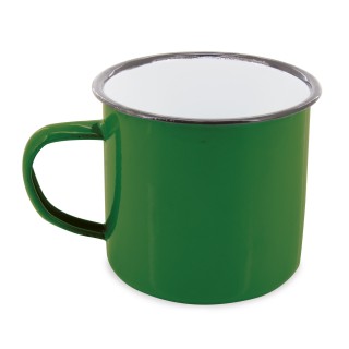 Taza mug estilo retro de metal esmaltado personalizada